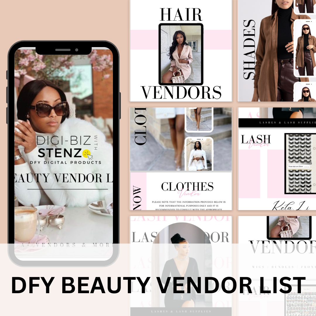 DFY Clothing & Beauty Vendor List + Design Pages + RESELLER RIGHTS